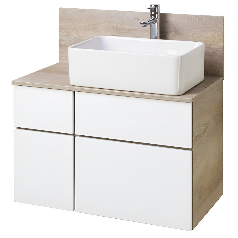 Изображение товара Тумба под раковину Акватон Мишель 80 см, дуб эндгрейн, белый, 1A244501MIX40