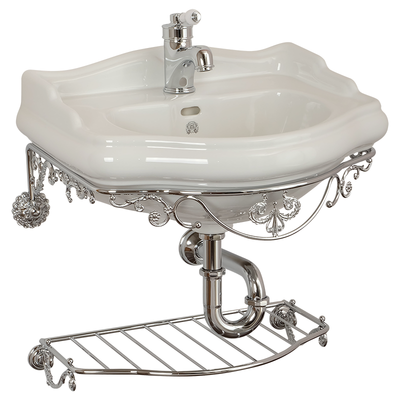 Изображение товара Комплект раковина Migliore Bella с консолью, смесителем и сифоном белая