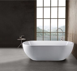 Изображение товара Ванна акриловая Art&Max 150 x 75 см, слив-перелив, донный клапан и сифон в комплекте, белый, AM-218-1500-750