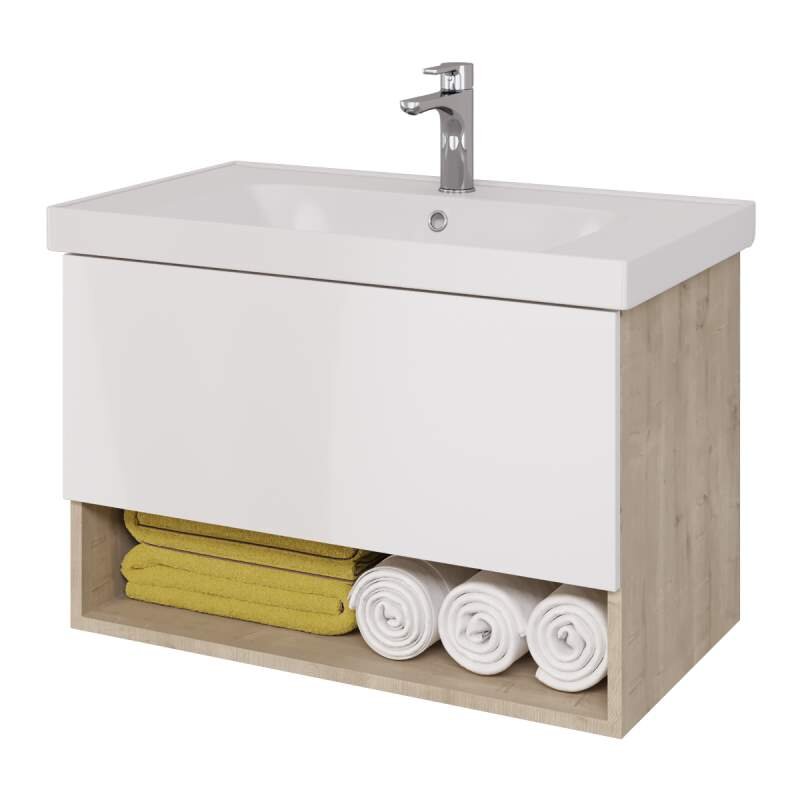 Изображение товара Тумба под раковину Dreja Perfecto 90 см, дуб эврика/белый глянец, 99.0813