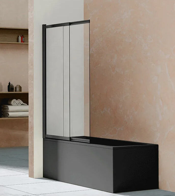 Изображение товара Душевая шторка Vincea 100x145см стекло прозрачное профиль черный матовый Италия