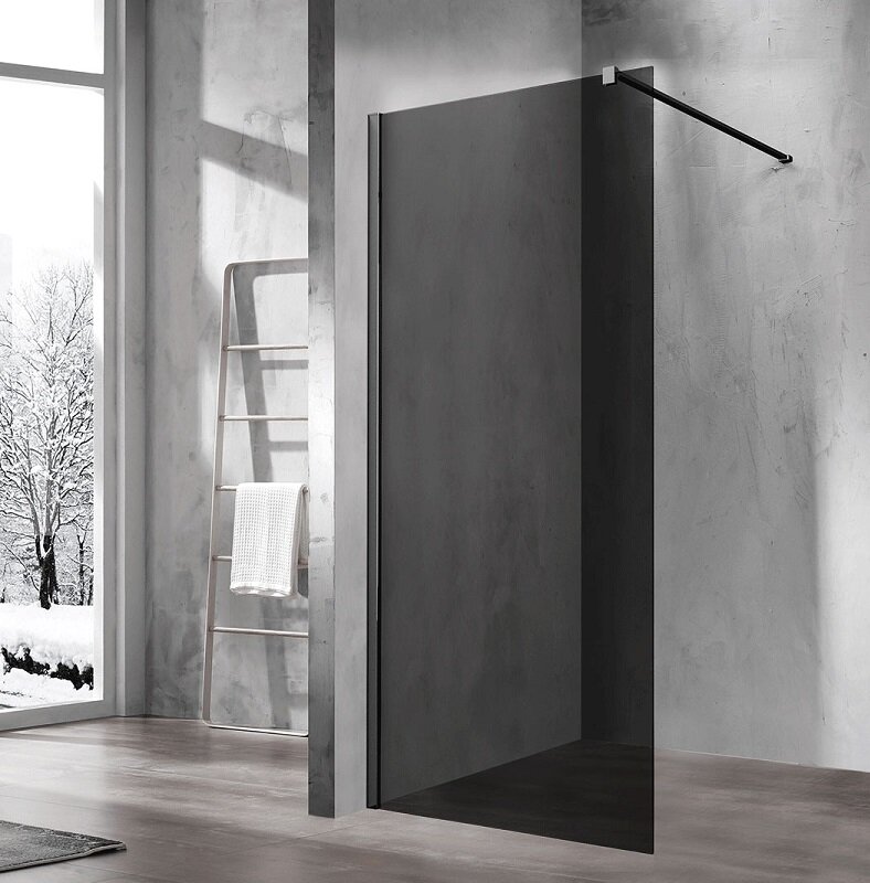 Изображение товара Душевая стенка Vincea Walk In 80 см стекло тонированное профиль черный матовый