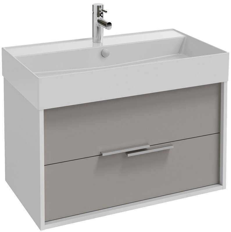 Изображение товара Тумба под раковину Jacob Delafon Vivienne 80 см белый глянец серый фасад