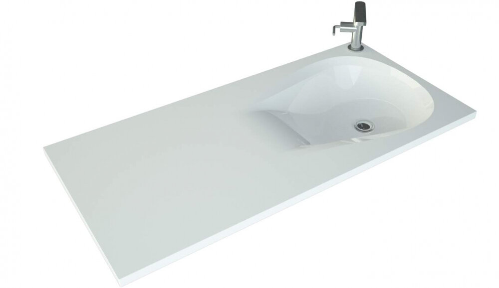 Изображение товара Раковина Andrea Great 100 см правая или левая - искусственный мрамор, угловая, белая