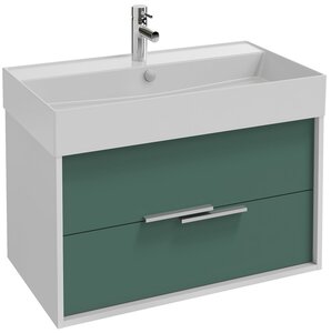 Изображение товара Тумба под раковину Jacob Delafon Vivienne 80 см, корпус белый глянцевый, фасад эвкалипт матовый, без ручек, EB1584-N18-M87