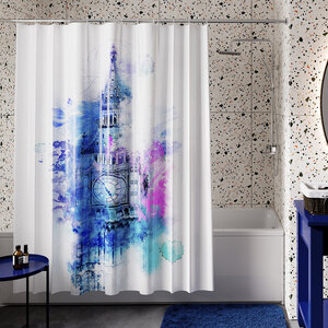 Изображение товара Штора для ванной WasserKraft Lossa 180x200 см водоотталкивающая с кольцами