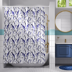 Изображение товара Штора для ванной навесная WasserKraft Berkel SC-49101, 180 x 200 см, белый/синий