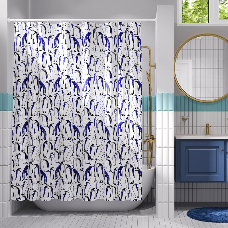 Изображение товара Штора для ванной WasserKraft Berkel SC-49101, 180 x 200 см, белый/синий