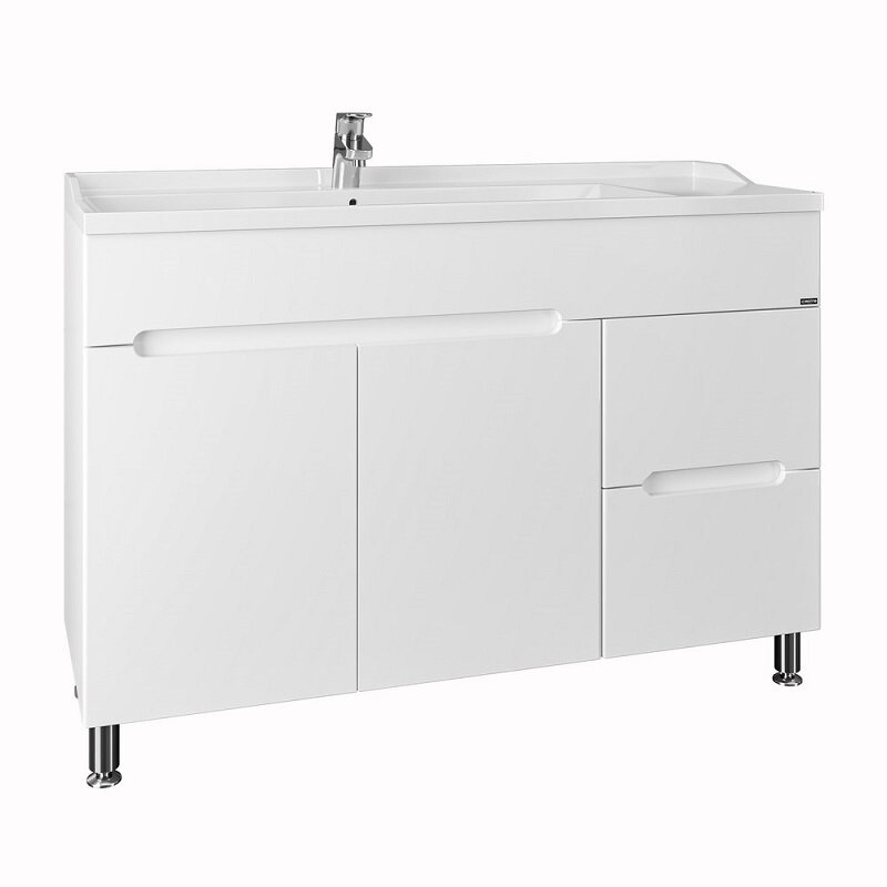 Изображение товара Тумба под раковину СаНта Лондон 120 напольная белая с ящиками и дверцами