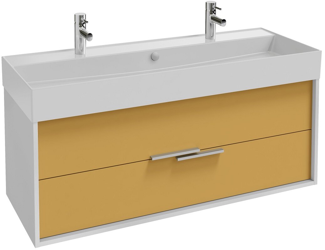 Изображение товара Тумба под раковину Jacob Delafon Vivienne 120 см белая с желтым фасадом