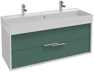 Изображение товара Тумба под раковину Jacob Delafon Vivienne 120 см, корпус белый глянцевый, фасад эвкалипт сатин, без ручек, EB1586-N18-S49