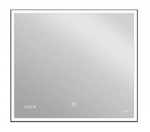 Изображение товара Зеркало Cersanit LED 011 Design 100 x 80 см с подсветкой, с часами, рама металл черная, LU-LED011*100-d-Os