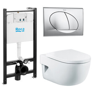 Изображение товара Инсталляция Roca Meridian с унитазом, сиденье микролифт, кнопка смыва, комплект, 7.8931.0.411.0