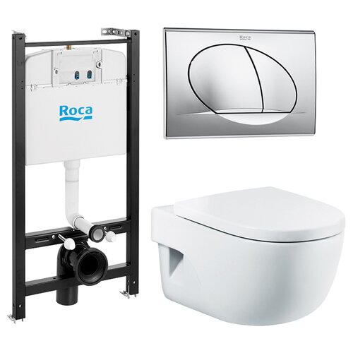Изображение товара Инсталляция Roca Meridian с унитазом, сиденье микролифт, кнопка смыва, комплект, 7.8931.0.411.0