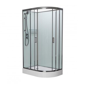 Изображение товара Душевая кабина Frank F418 L/R Brilliant без крыши, 100 х 80 см, низкий поддон, стекла прозрачные, профиль хром, 164009/166009