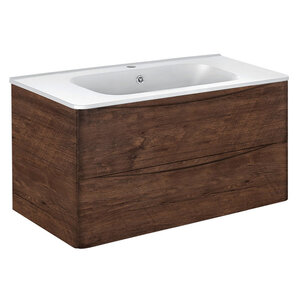 Изображение товара Тумба под раковину Vincea Paola 100 см, подвесная, темное дерево, VMC-2P100RW