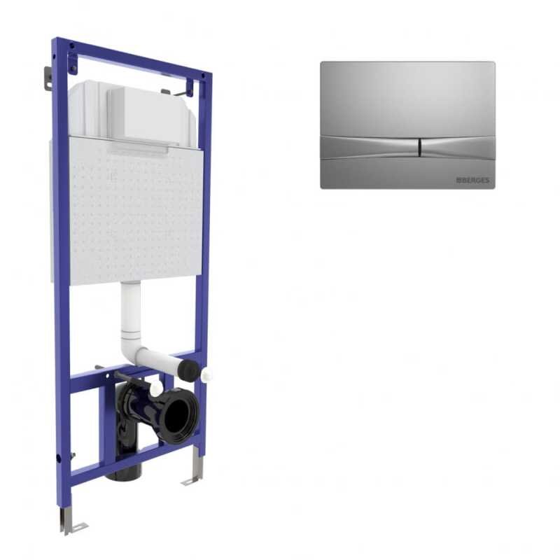 Изображение товара Инсталляция Berges Novum 040252 F2, для подвесного унитаза в комплекте с кнопкой матовый хром