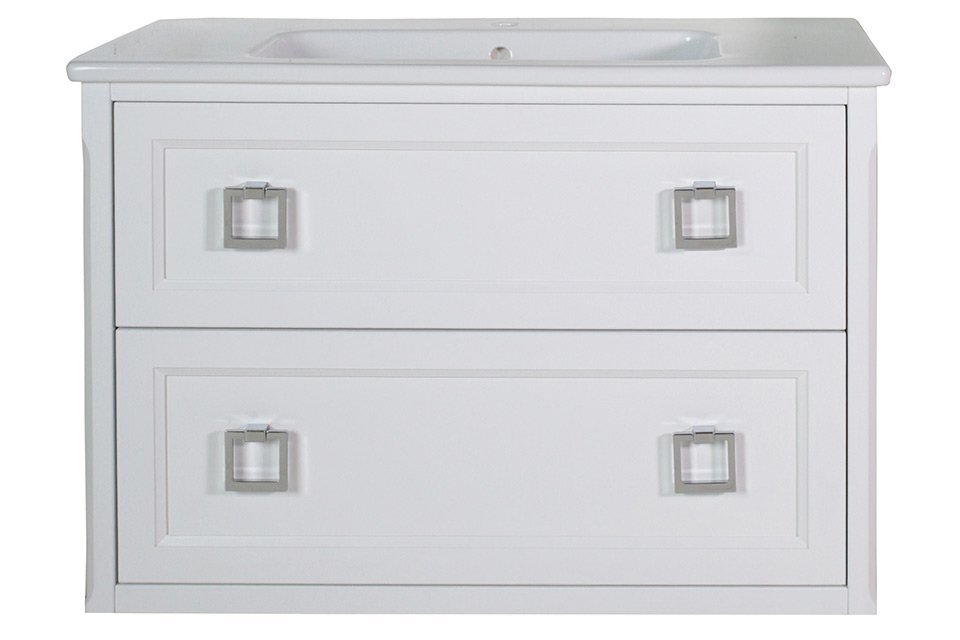 Изображение товара Тумба под раковину ASB-Woodline Рома 80П 80 см с 2 ящиками, подвесная, белая