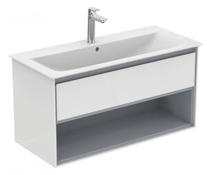 Изображение товара Тумба под раковину Ideal Standard Connect Air 100 см подвесная белый глянец и серый мат