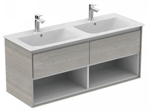 Изображение товара Тумба под раковину Ideal Standard Connect Air 120 см подвесная белая, светлое дерево