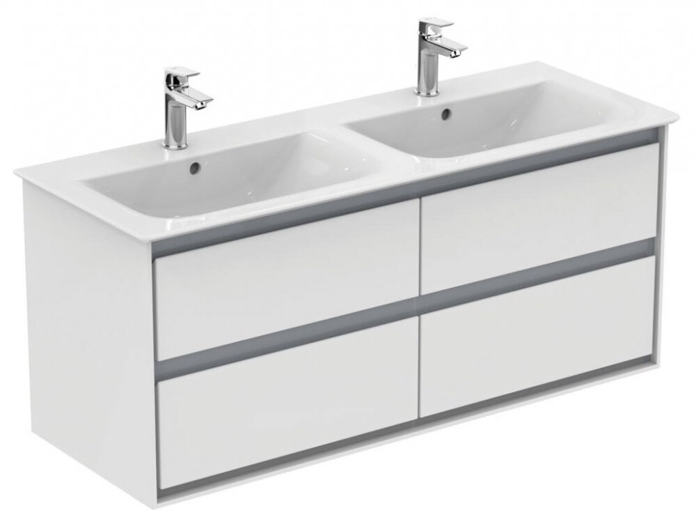 Изображение товара Тумба под раковину Ideal Standard Connect Air 130 см, подвесная, белый глянцевый и светло-серый мат