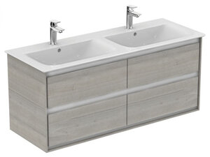 Изображение товара Тумба под раковину Ideal Standard Connect Air 130 см, подвесная, светло-серое дерево, белый матовый, E0824PS