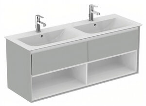 Изображение товара Тумба под раковину Ideal Standard Connect Air 130 см, подвесная, светло-серый глянцевый, белый матовый, E0831EQ
