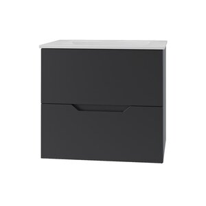 Изображение товара Тумба с раковиной Orange Line Li-60Tub+Ra, подвесная, чёрный матовый Soft Touch 