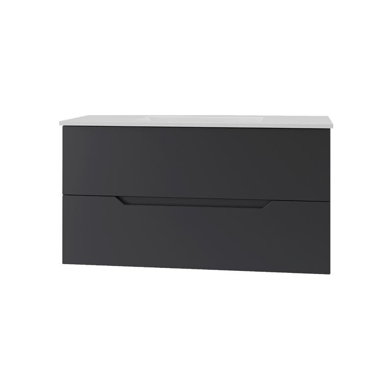 Изображение товара Тумба с раковиной Orange Line Li-100Tub+Ra, подвесная, черный матовый Soft Touch
