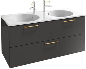Изображение товара Тумба под раковину Jacob Delafon Odeon Rive Gauche 120 см, цвет серый антрацит, ручки золотые, EB2545-R8-N14