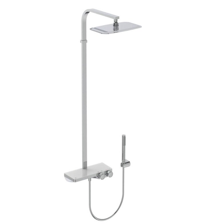 Изображение товара Душевая система Ideal Standard Ceratherm S200 с термостатом и полкой Изображение товара Душевая система Ideal Standard Ceratherm S200 с термостатом и полкой