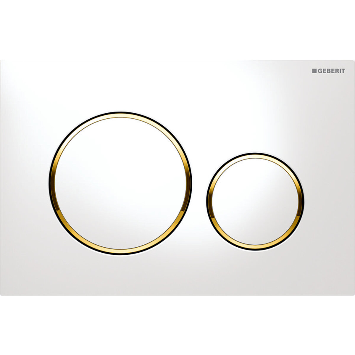 Изображение товара Кнопка смыва Geberit Sigma Type 20 115.882.KK.1, панель и кнопки - белый, кольца - позолота