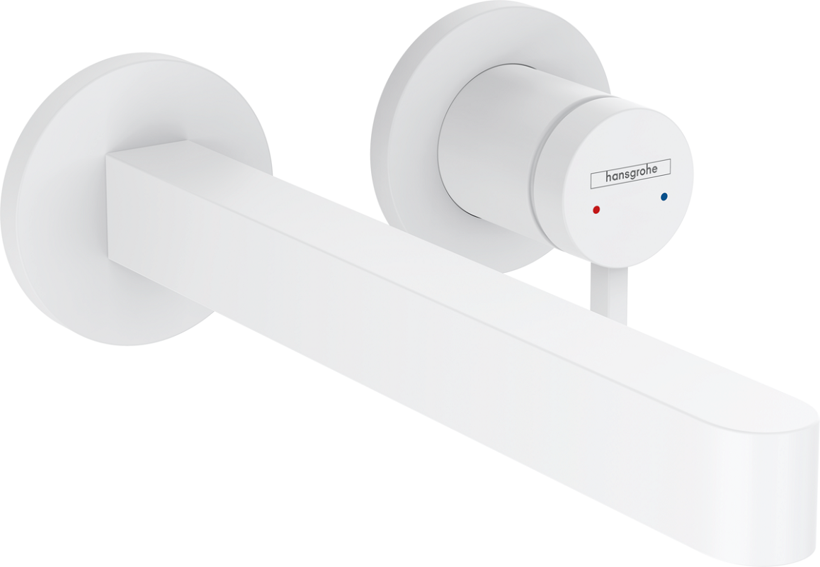Изображение товара Смеситель для раковины Hansgrohe Finoris, 76050700, со сливным гарнитуром без перекрытия стока, белый матовый Изображение товара Смеситель для раковины Hansgrohe Finoris, 76050700, со сливным гарнитуром без перекрытия стока, белый матовый