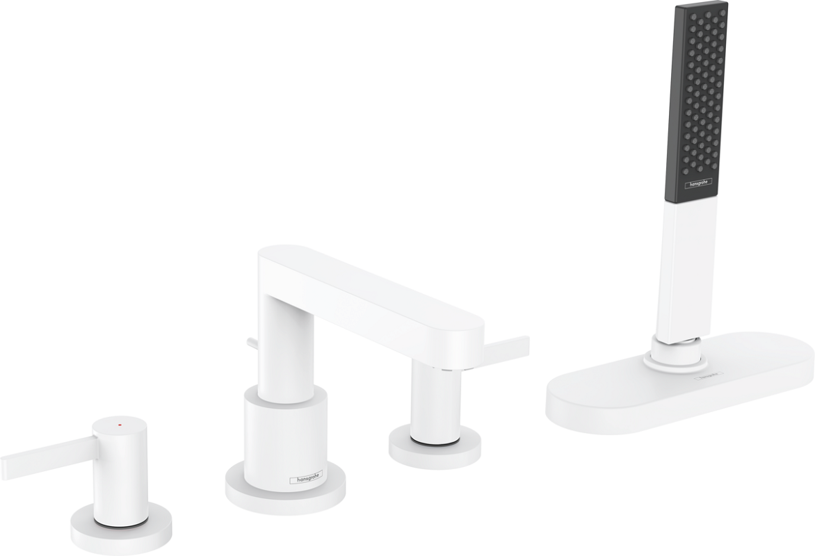 Изображение товара Смеситель для ванны и душа Hansgrohe Finoris, 76444700, на борт ванны, белый матовый Изображение товара Смеситель для ванны и душа Hansgrohe Finoris, 76444700, на борт ванны, белый матовый
