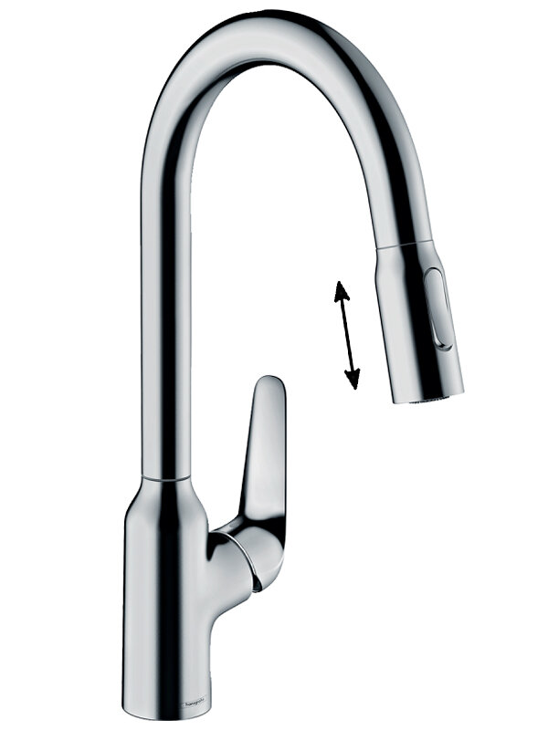 Изображение товара Смеситель кухонный Hansgrohe Focus с выдвижным изливом хром модель 71800000