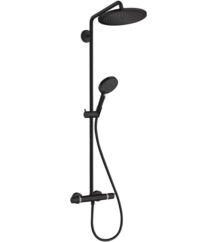 Изображение товара Душевая система Hansgrohe Croma Select S 26890670 термостатическая, цвет чёрный матовый Изображение товара Душевая система Hansgrohe Croma Select S 26890670 термостатическая, цвет чёрный матовый