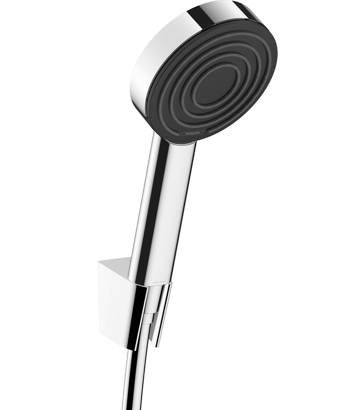 Изображение товара Душевой набор Hansgrohe Pulsify S, 1 режим струи, шланг 125 см, хром, диск графит, 24301000 Изображение товара Душевой набор Hansgrohe Pulsify S, 1 режим струи, шланг 125 см, хром, диск графит, 24301000