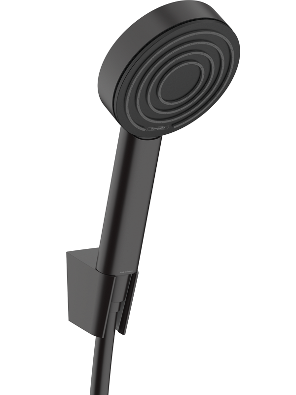 Изображение товара Душевой набор Hansgrohe Pulsify S, 1 режим струи, шланг 125 см, черный матовый, диск графит, 24301670