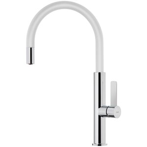 Изображение товара Смеситель для кухонной мойки Teka Рус FOT 995 хром и белая эмаль, высокая поворотная конструкция