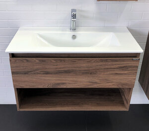 Изображение товара Тумба с раковиной Comfortу Бордо 90 см подвесная белая фарфоровая раковина