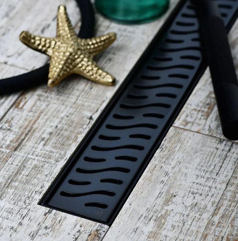 Изображение товара Дренажный канал Veconi MCH Harmony Black 65 см с решеткой из нержавеющей стали