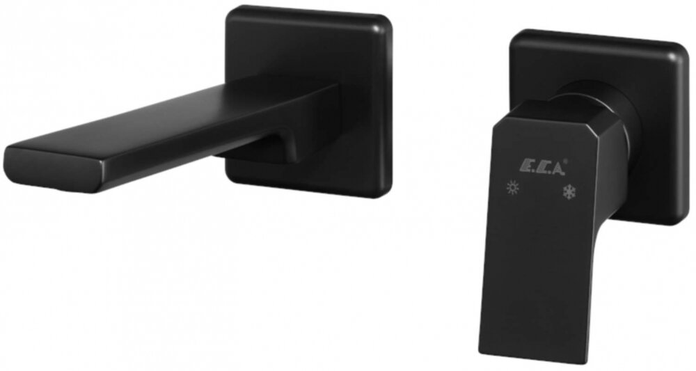 Изображение товара Современный смеситель для раковины E.C.A Tiera, матовый черный, 19.4 см