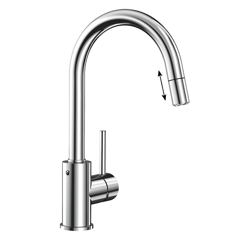 Изображение товара Современный кухонный смеситель Blanco Mida-S 521454 хром с поворотным изливом