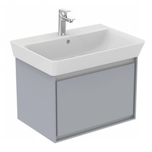 Изображение товара Тумба под раковину Ideal Standard Connect Air Cube 65 см, подвесная, светло-серый глянцевый, белый матовый, E0847EQ