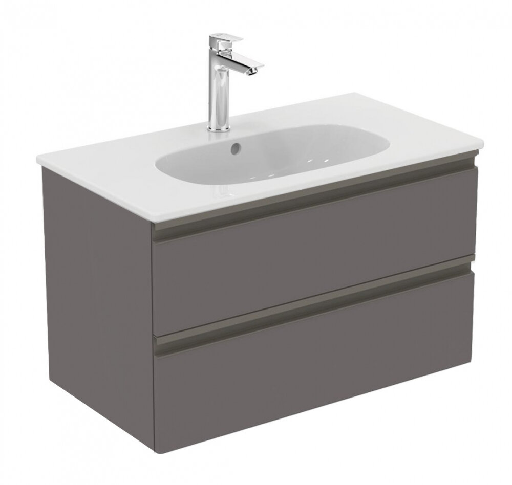 Изображение товара Тумба под раковину Ideal Standard Tesi 80 см подвесная серо-коричневая