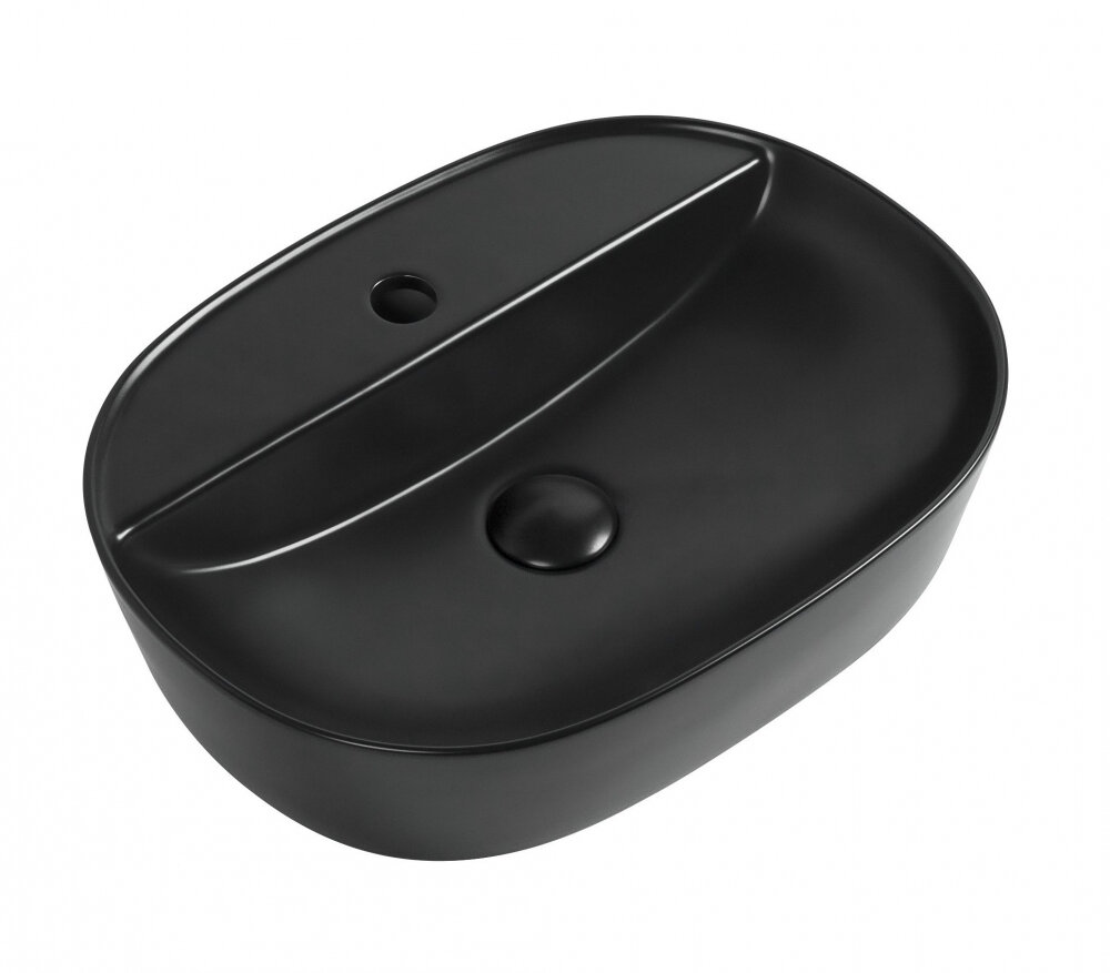 Изображение товара Раковина Aquanet Lake 273672-2-MB 50 см накладная черный матовый овальная