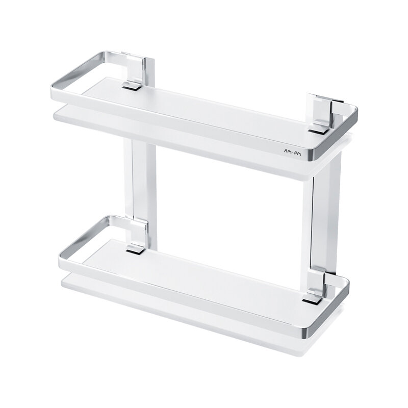 Изображение товара Стильная двойная полка Am.Pm Sense L из матового стекла и алюминия