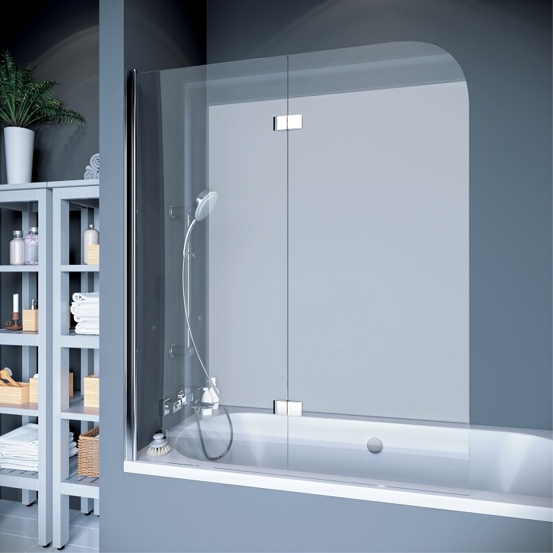 Изображение товара Душевая шторка на ванну Koller Pool Waterfall Line 115 х 140 см, стекло матовое, профиль хром, левая/правая QP97(left/right) chrome,grape