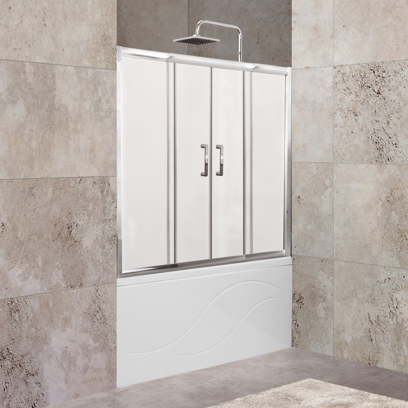 Изображение товара Шторка на ванну BelBagno Unique 150-180 x 140 см, стекло матовое, хром, UNIQUE-VF-2-150/180-140-M-Cr