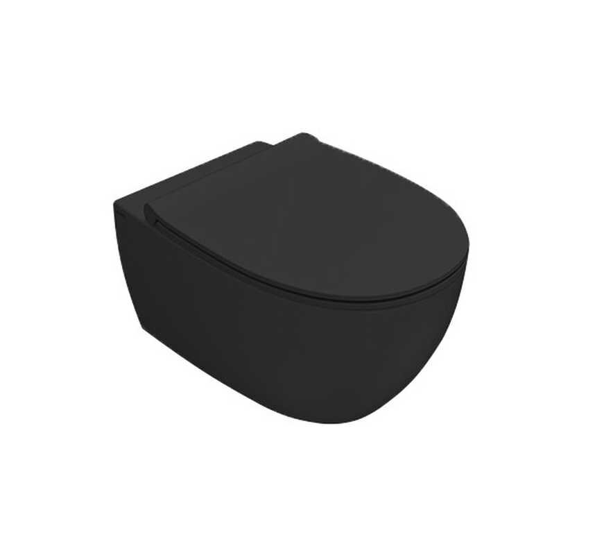 Изображение товара Подвесной унитаз безободковый Globo 4All MDS03.AR 36 х 54 см, черный (Nero opaco)